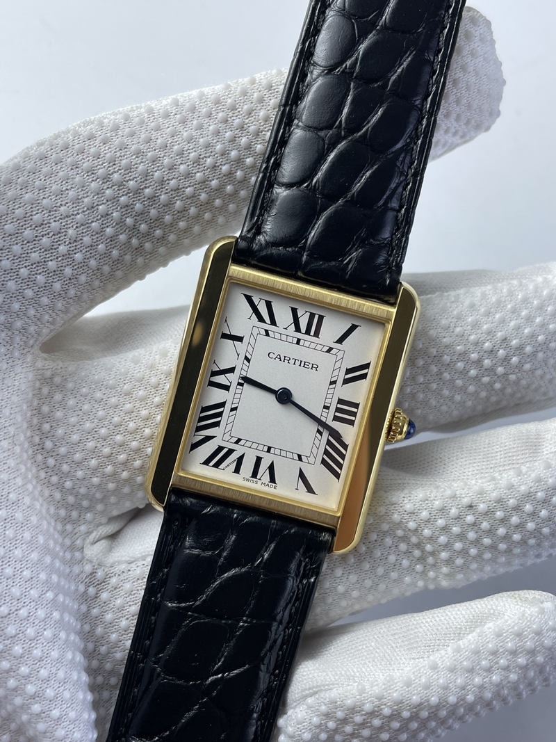 (준비완료/특급배송)NO.2334/ K11공장 까르띠에 탱크솔로 27MM 가죽 옐로우골드