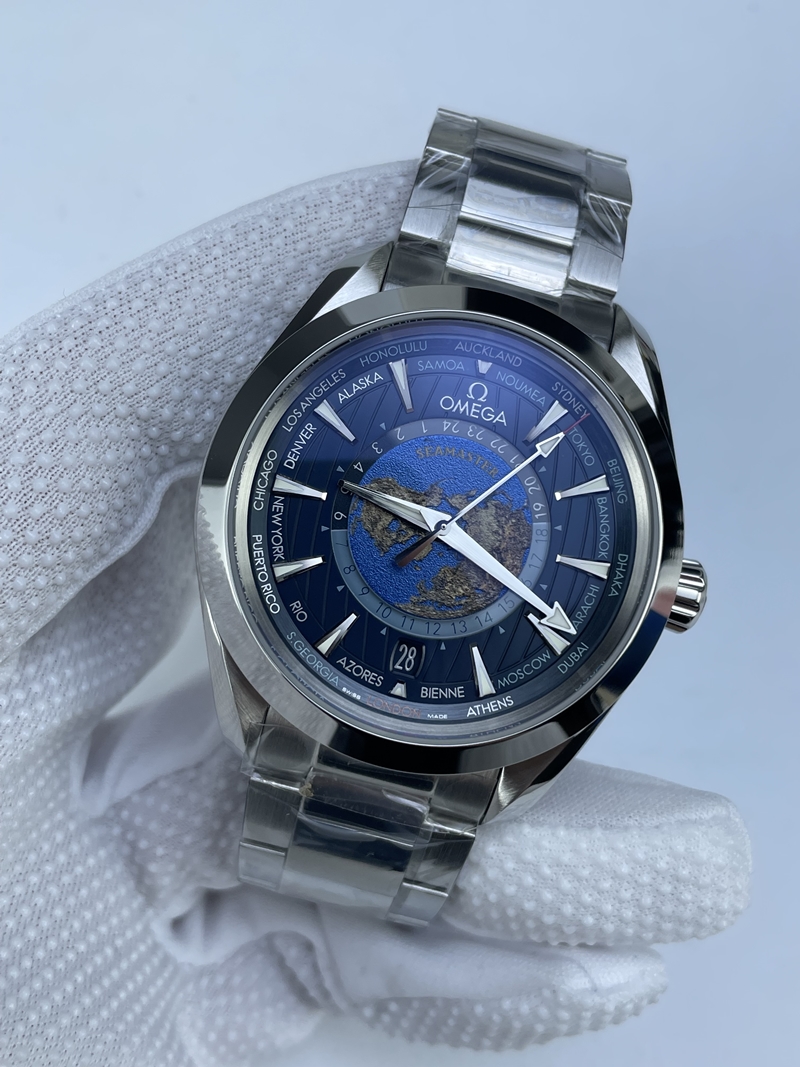 (준비완료/특급배송)NO.2870/VS공장 오메가 아쿠아테라 월드타이머 블루다이얼 브슬