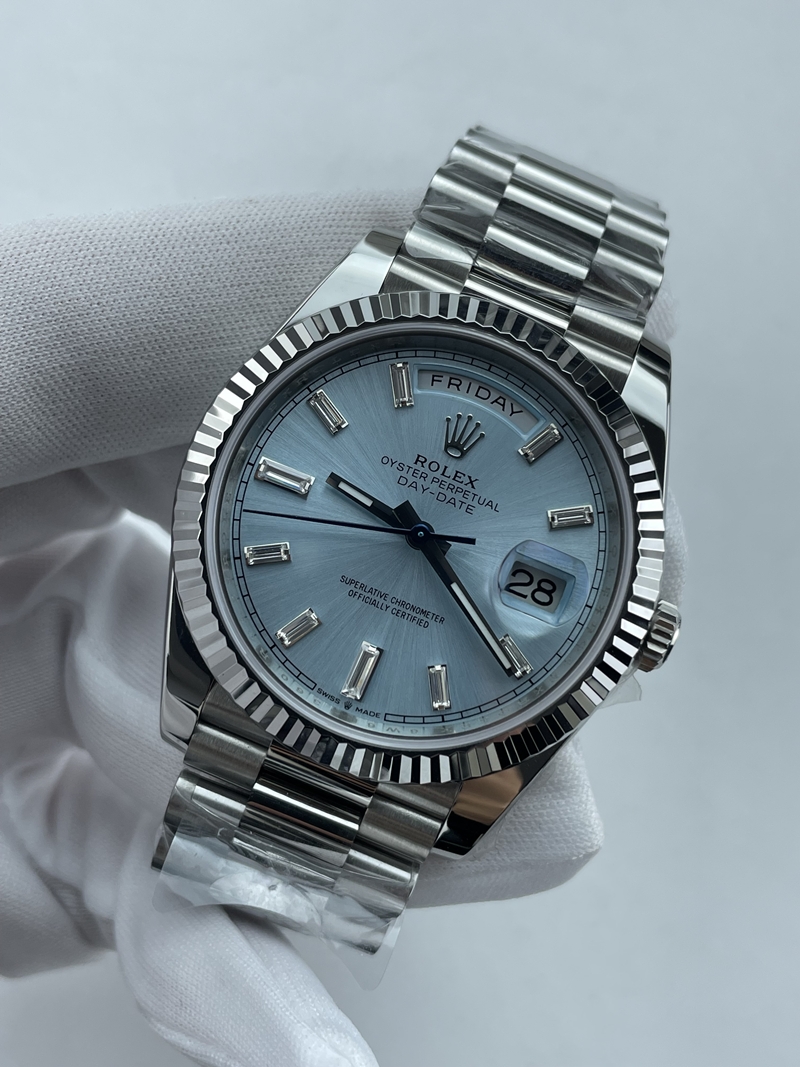 (준비완료/특급배송)NO.3661/QP공장 롤렉스 데이데이트40 텅스텐 아이스블루바게트다이얼